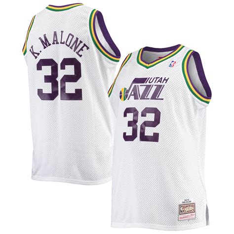Men's Utah Jazz Karl Malone Mitchell & Ness White Big & Tall Hardwood ...