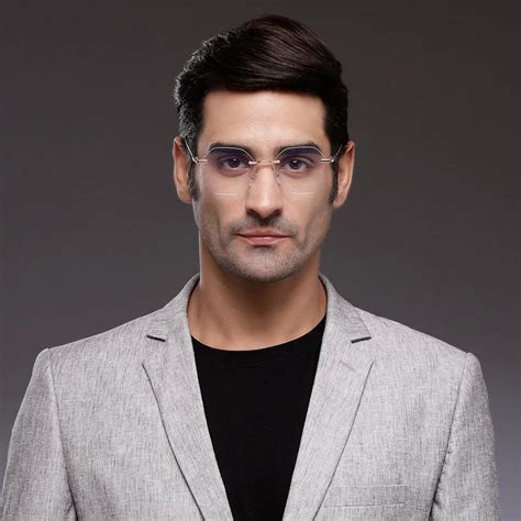 Hexora | Rose Gold Medium Rim Less Octagon Computer Glasses for Men