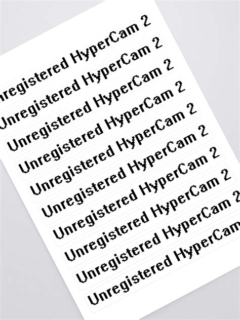 Unregistered HyperCam 2 sticker sheet | clue.ink