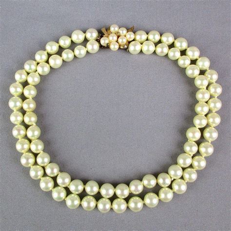 Estate Faux Pearl Necklace - Two Strands - Sterling Clasp - 8mm Pearls ...