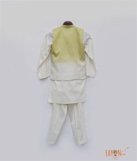 Green Shaded Nehru Jacket with Kurta Pant for Boys – FayonKids