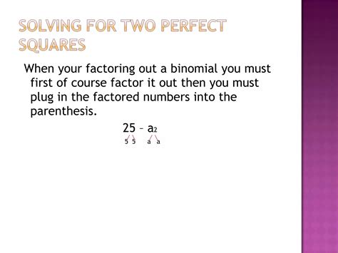 Factoring Binomial, Difference Of Two Perfect Squares | PPT