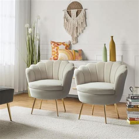 CROWN FURNITURE ART Barrel Chair with Golden Legs Armchair, Modern ...