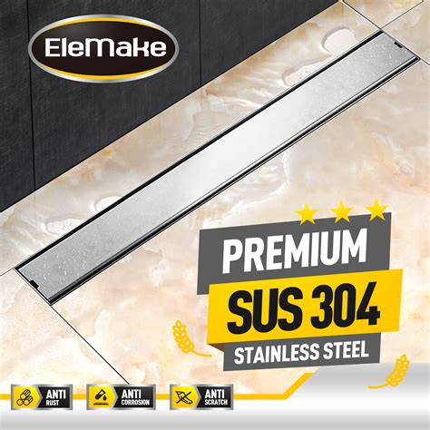 Buy 12 Inch Linear Shower Drain with Tile Insert Grate, Brushed 304 ...