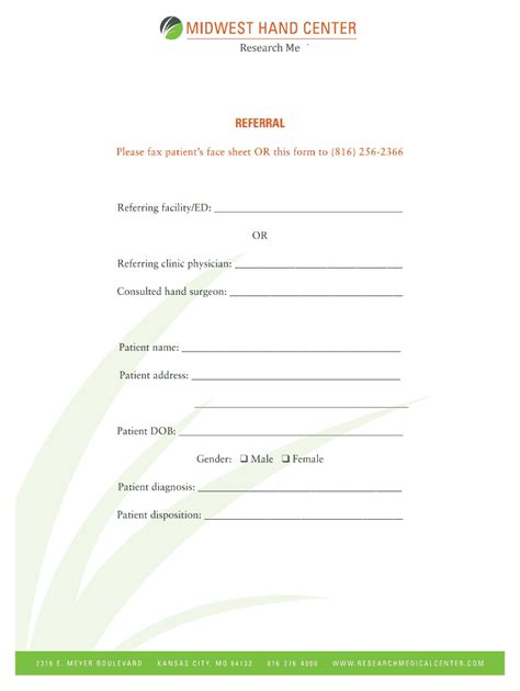 Fillable Online Research Medical Center Hand Referral Research Medical ...