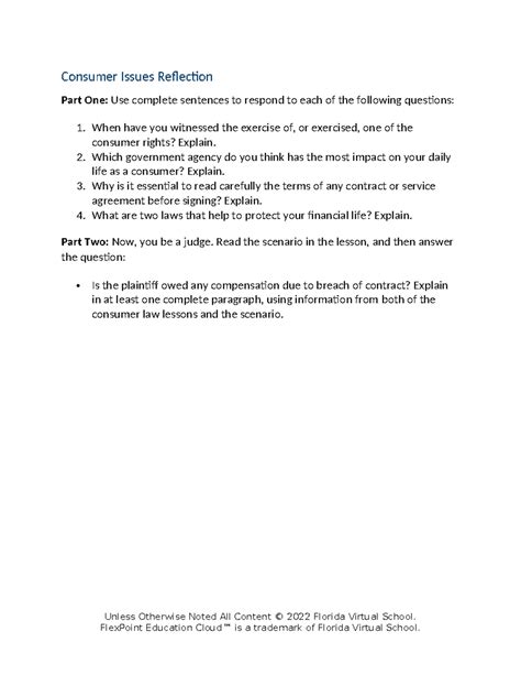 03 02 consumer issues reflection - Consumer Issues Reflection Part One ...