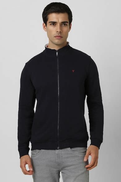 Buy Men Black Solid Round Neck Sweatshirt Online - 39828055 | Van Heusen