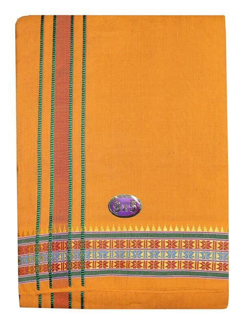 Buy PRAKASAM COTTON Mens Panjakejam 9X5 Cotton Dhoti + Towel set (Mango ...
