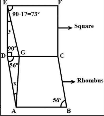 In the adjoining figure , ABCD is a rhombus & DCEF is a square . If ...