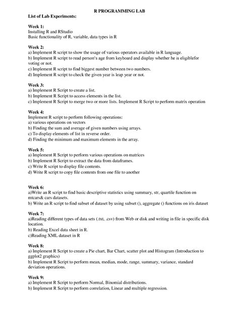 R PROG LAB Manual - GUD NOTES - R PROGRAMMING LAB List of Lab ...