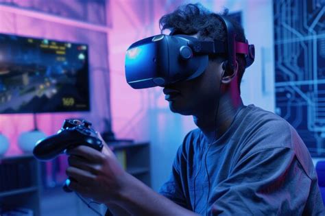 African american gamer enjoys vr video game in studio | Premium AI ...