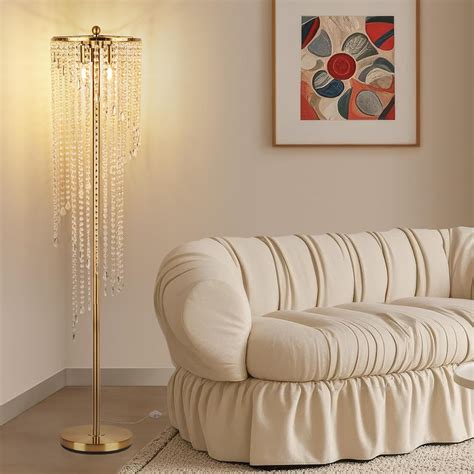 QiMH Gold Floor Lamps for Living Room, 63" Tall Lamp for Corner, Modern ...