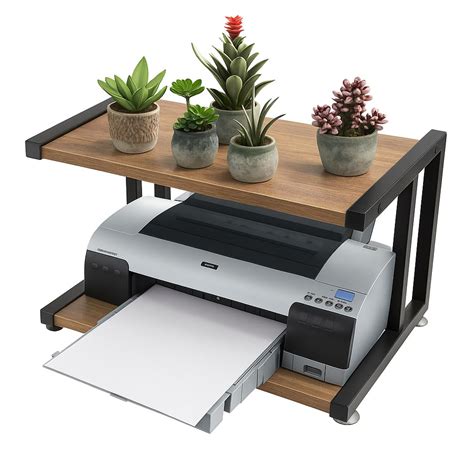 JIALTO 2-Tier Wooden Printer Stand with Storage Shelf – Office & Home ...