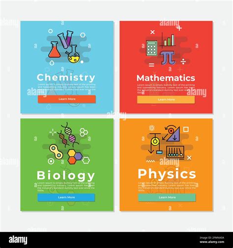 School Subjects of Mathematics, Physics, Chemistry and Biology Banner ...
