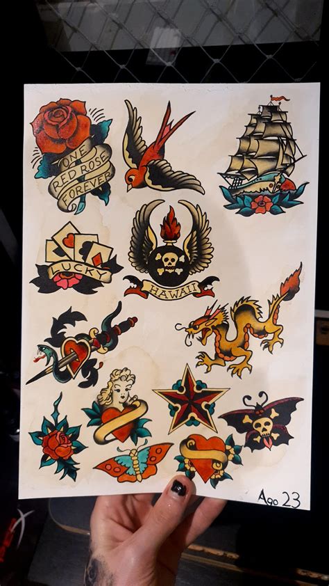 Traditional Tattoo Flash Sheets Sailor Jerry