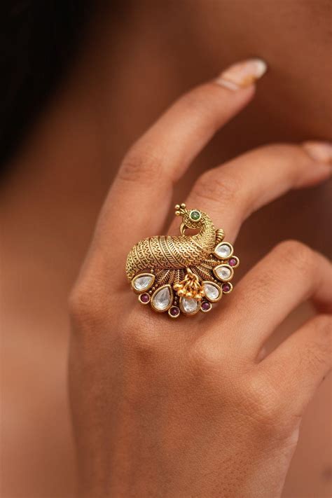 Ambika Mayur Gold Ring | Sone pe Suhaga Collection – Attrangi