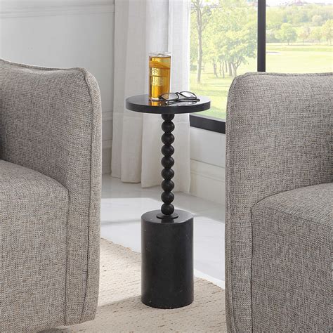 BellaSoleil.com - Marble Beaded Drink Table Black