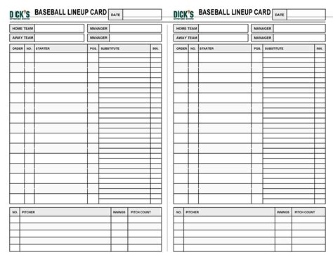 33 Printable Baseball Lineup Templates [Free Download] ᐅ TemplateLab