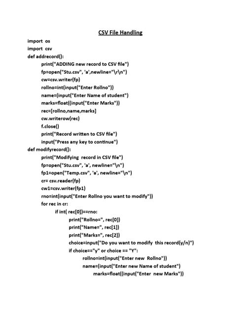 File Handling Class 12 CSV File Programs 的图像结果