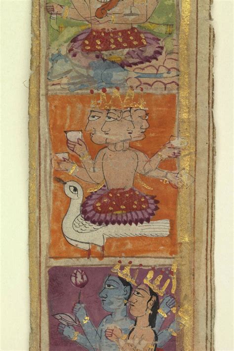 The Bhagavad Gita, Ink, colours and gold on paper, with metal scroll ...
