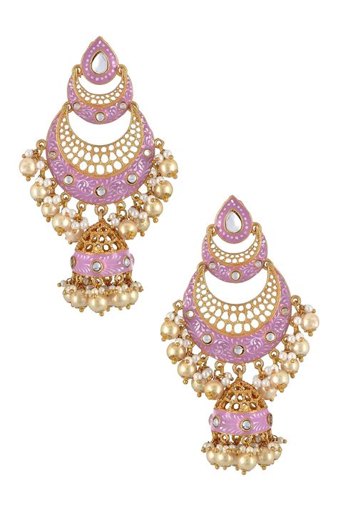 Tribe Amrapali Gold Plated Pink Double Crescent Moon Jhumka (BM(EER)17 ...