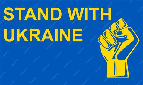 Human fist graphics in ukraine flag colours with text on blue ...