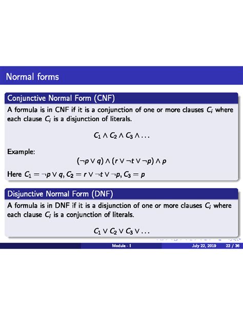 Normal Forms: CNF & DNF Problems - Module I (Course Code: 2.1) - Studocu