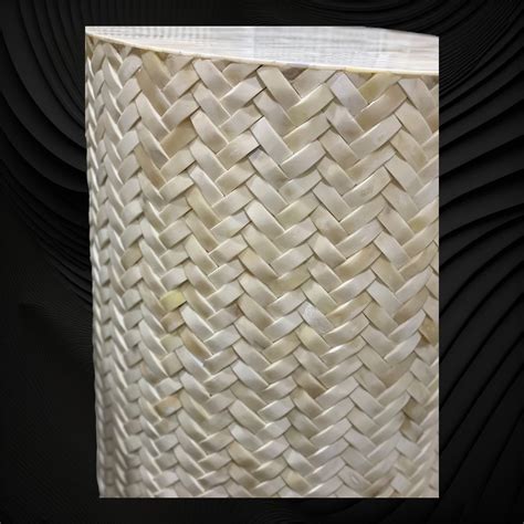 Herringbone Bone Inlay Round Side Table – Luxury Handicrafts
