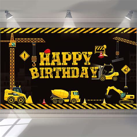 Buy Tatuo Construction Happy Birthday Backdrop Banner Construction ...