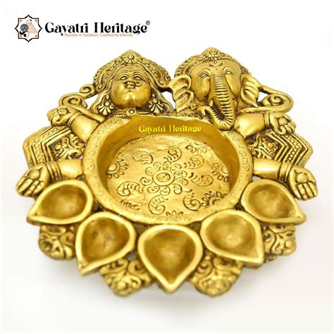 Brass Ganesh Laxmi Diya – Illuminating Wealth and Wisdom | Gayatri Her ...