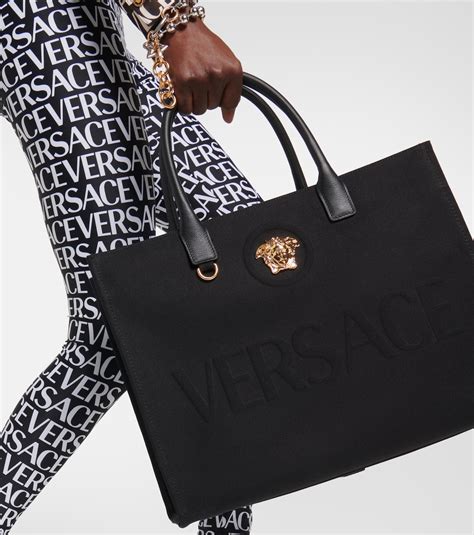 La Medusa cotton canvas tote bag in black - Versace | Mytheresa