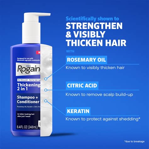 Men’s Rogaine 2-in-1 Thickening Shampoo & Conditioner, No Minoxidil | ROGAINE®