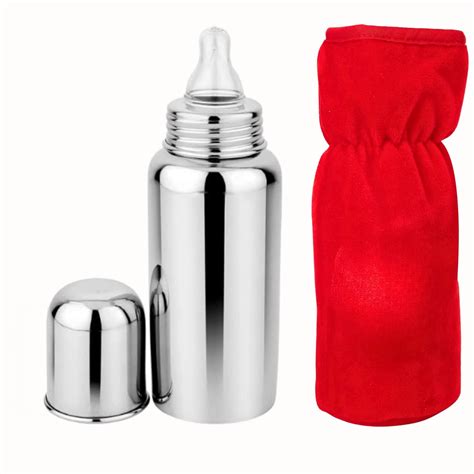 Buy 240ml Stainless Steel Infant Feeding Bottle with Red Cover | Soft ...