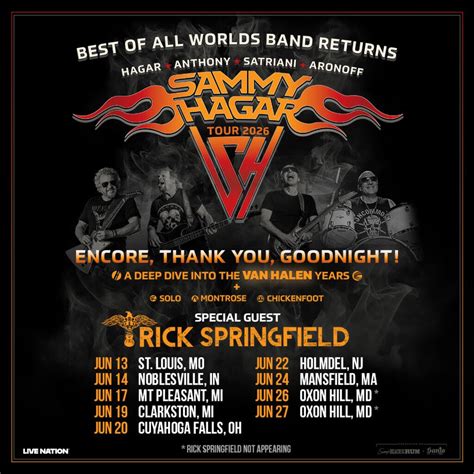 Sammy Hagar & Rick Springfield, Pine Knob Music Theatre, Clarkston, 18 ...