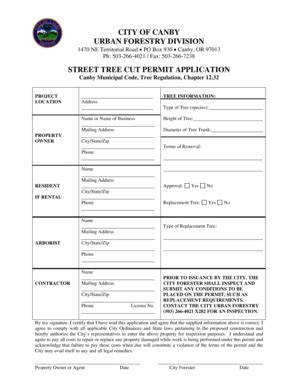 STREET TREE CUT PERMIT APPLICATION - Canby Oregon - Fill and Sign ...