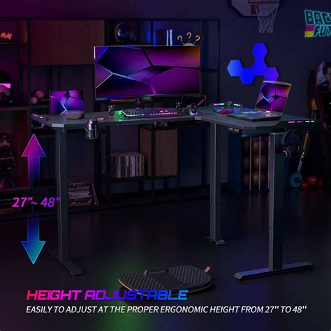 Buy FEZIBO 63 Inch L Shaped Gaming Standing Desk, Electric Height ...