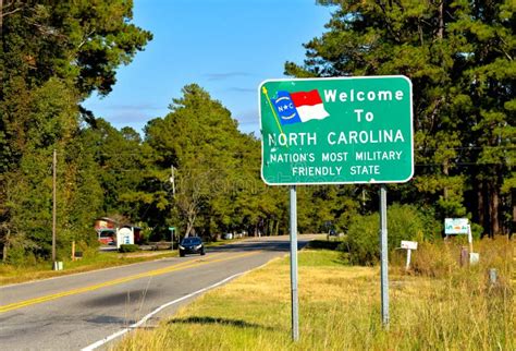 Green Welcome To North Carolina Road Sign Complete with the N.C. State ...