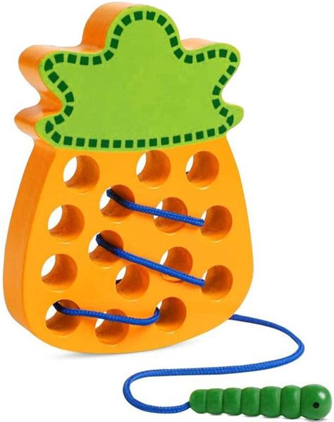 baybee Wooden Pineapple Lacing Fruits Threading Game Puzzle Kids Toys ...