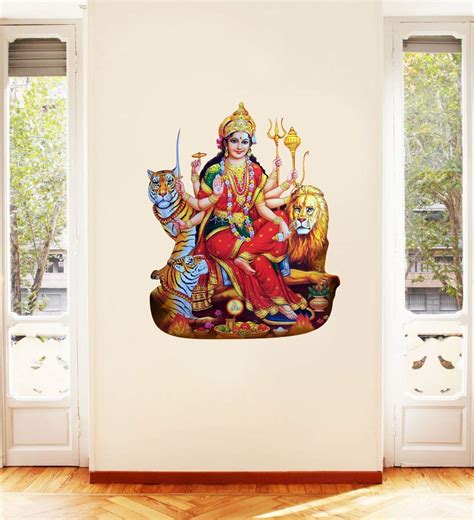 Buy Sticker Studio PVC Vinyl Goddess Maa Durga 3D Sherawali Big Size ...