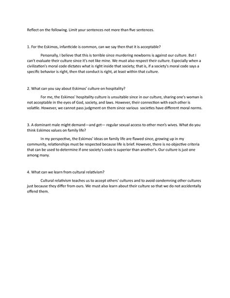 Contemplate - Template - Reflect on the following. Limit your sentences ...