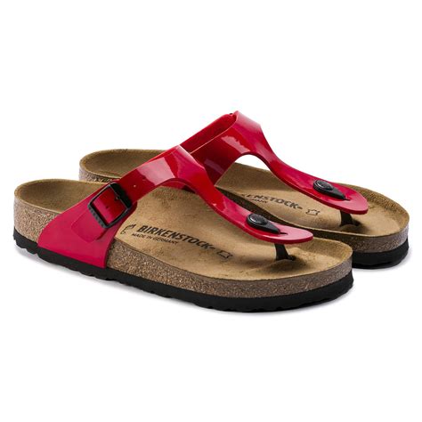 BIRKENSTOCK Gizeh Birko-Flor Patent Sandal - Cherry