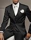 Men's Wedding Party Suits Black White Summer Solid Colored Tailored Fit ...