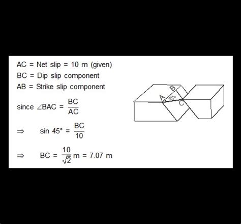 In an oblique slip fault having 30° dip, the net slip is 10 meters at ...