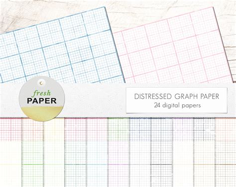 Digital Graph Paper, Distressed Graph Paper, Graph Paper, Grid Paper, Bullet Journal, Rainbow ...