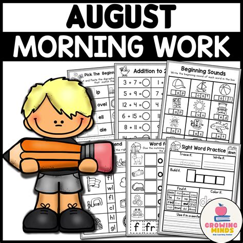 Morning Work Kindergarten Worksheets April Morning Work Activities