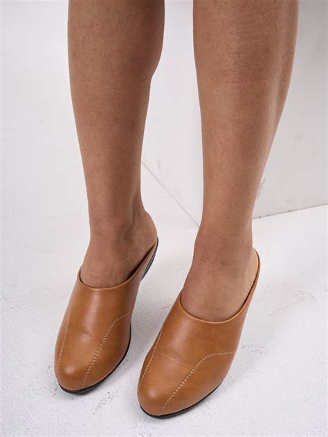 Shop Women's Tan Formal Platform Heel Mule Shoes Online