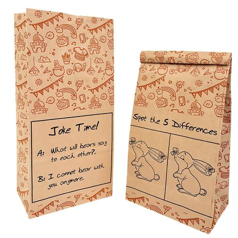 Kids Paper Lunch Bags Brown Paper Bags for Kids via Printed Jokes and ...