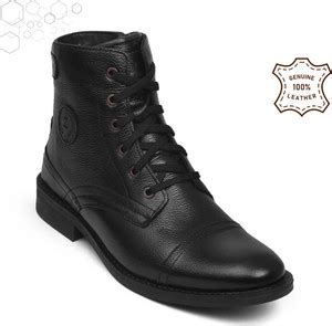Zoom Shoes Genuine Leather High Ankle Boots| Lace-up & Soft Cushioned ...