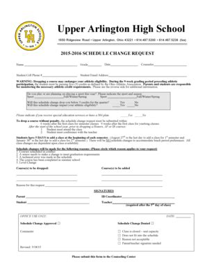 Fillable Online NEW 2015 Schedule Change form Fax Email Print - pdfFiller