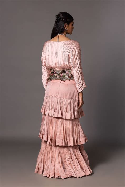 Modern Ruched Blouse & Lehenga Set for Women – A Humming Way